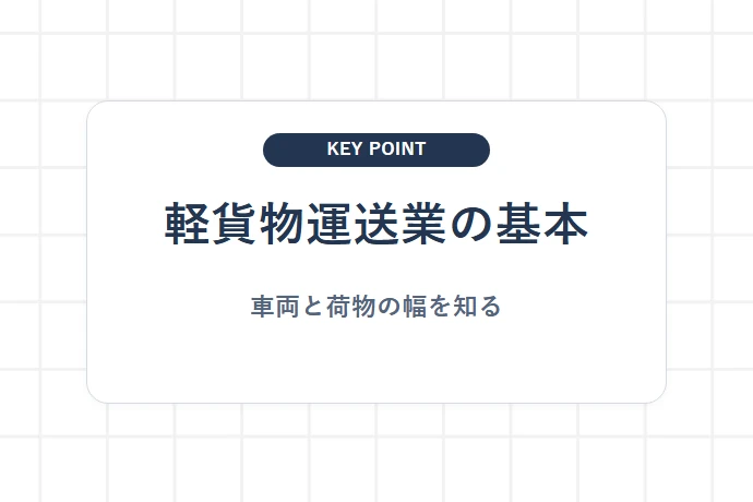 軽貨物運送業とは？｜正式名称と基本概要「軽貨物運送業の基本、車両と荷物の幅を知る」を解説した図解