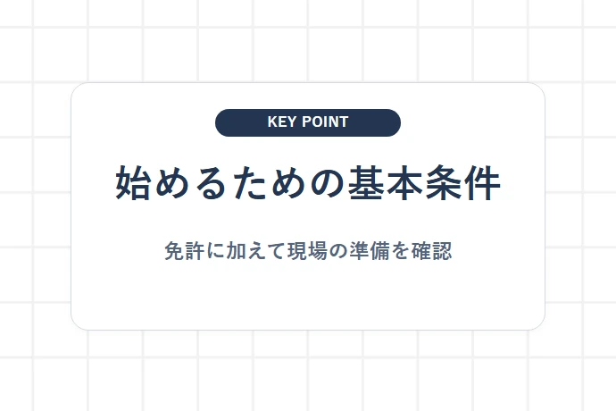 軽貨物ドライバーに必要な資格・スキル「始めるための基本条件、免許に加えて現場の準備を確認」を解説した図解