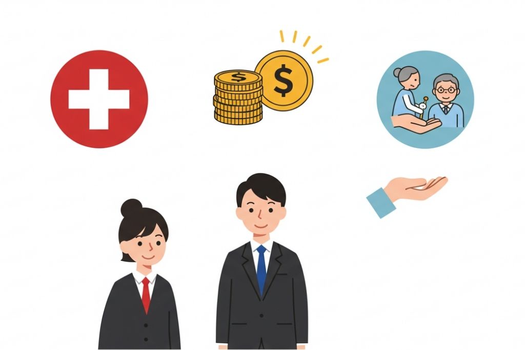 個人事業主が加入する公的保険の種類を表すイメージ画像