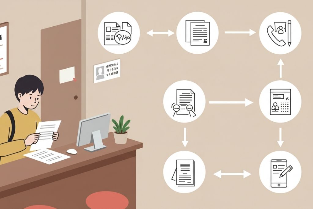 独立初期のフリーランスが国保の軽減・減免と国民年金の免除・猶予を申請して固定費を下げる流れを示す図