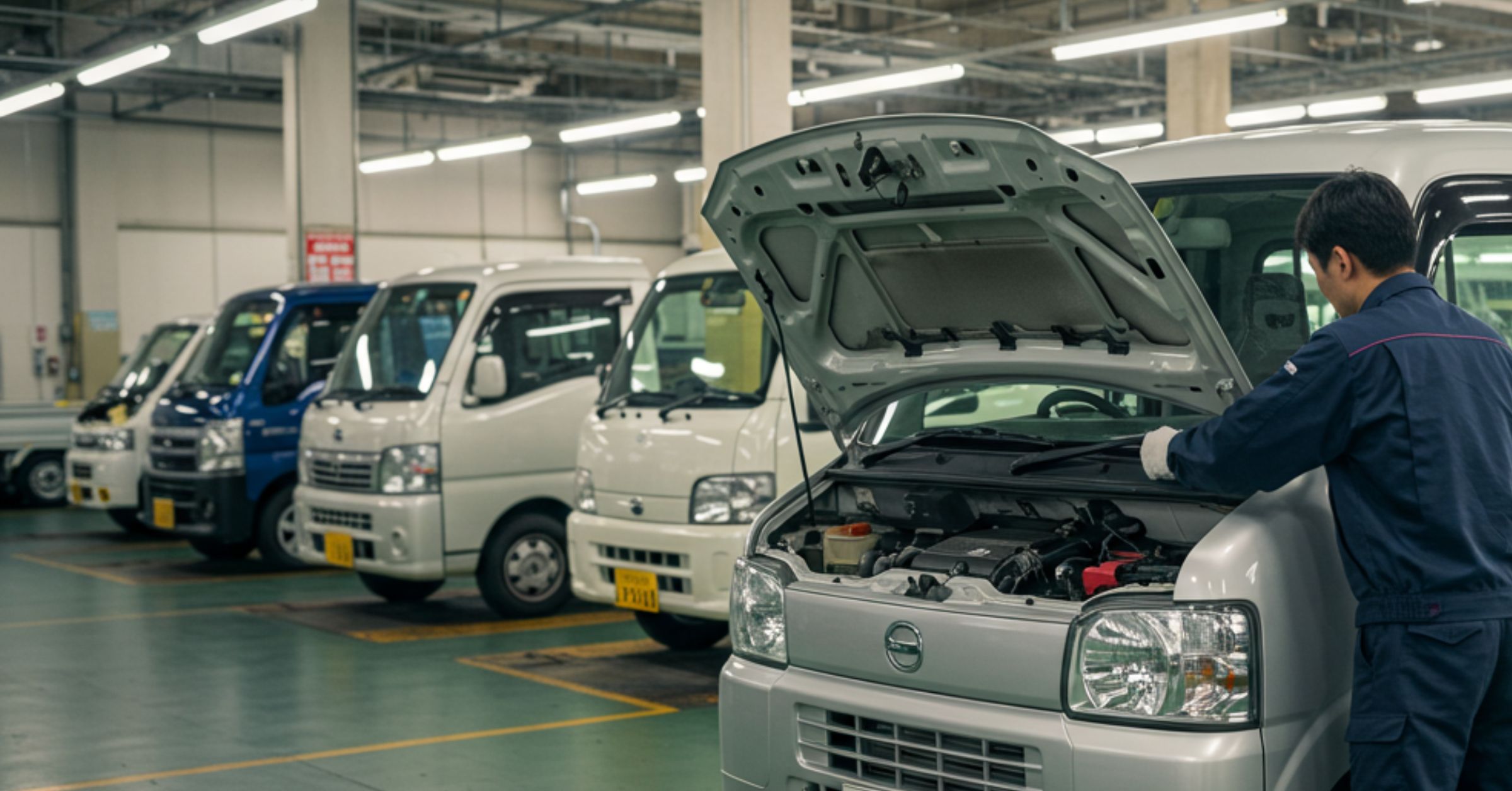 「軽貨物の車検を解説！リースでは不要、購入の場合は考えよう！【黒ナンバー】」を紹介するバナー画像