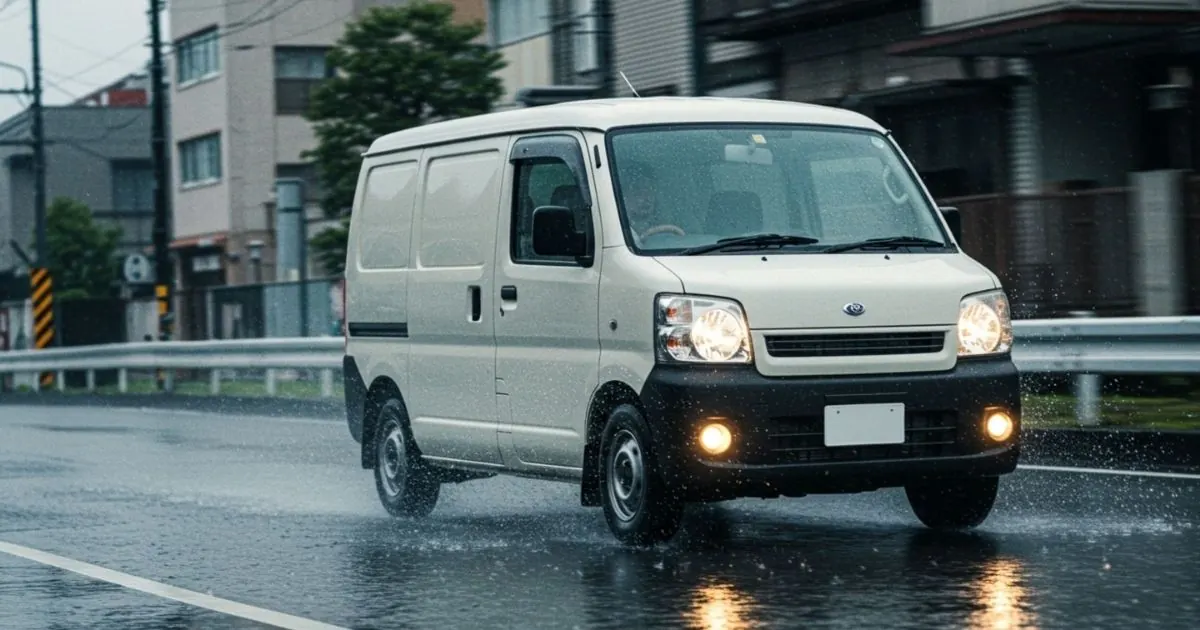 「軽貨物ドライバー「雨の日のポイント」【服装や道路状況、配達で濡れるのを防ぐ対策】」を紹介するバナー画像