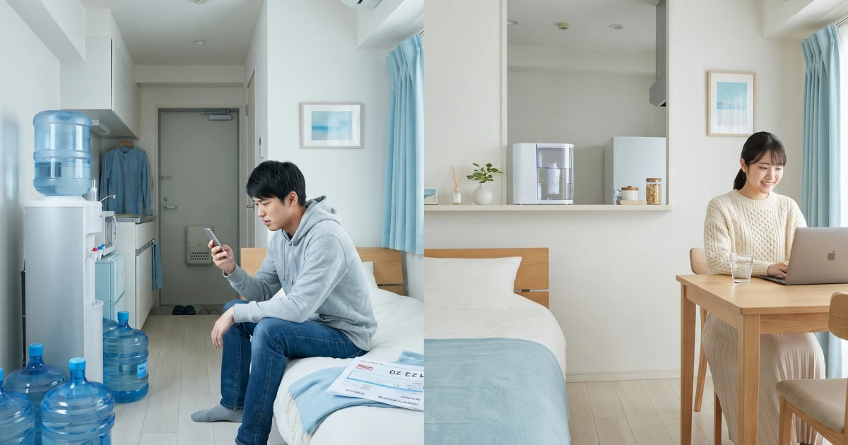 「一人暮らしにウォーターサーバーはいらない？向く人・向かない人」を紹介するバナー画像