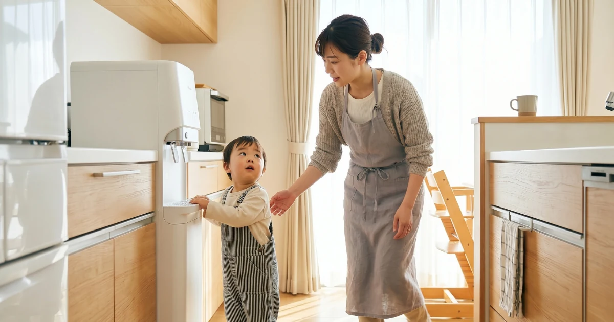 「ウォーターサーバーで子どもが火傷する前に確認すべきチャイルドロックの落とし穴【子育て家庭向け安全ガイド】」を紹介するバナー画像