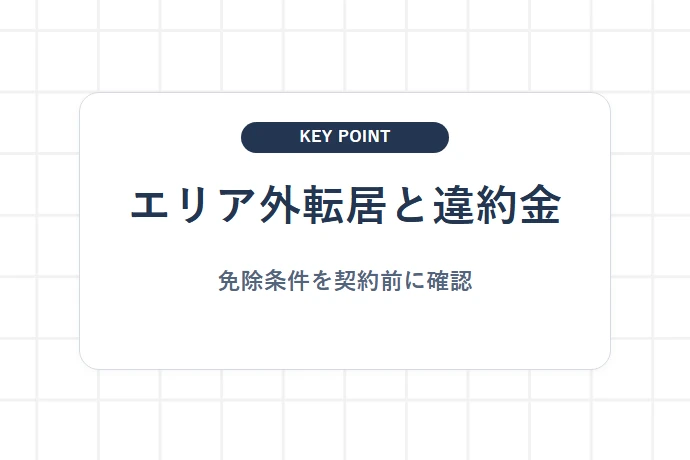 エリア外への引っ越し——違約金は免除される？「エリア外転居と違約金、免除条件を契約前に確認」を解説した図解