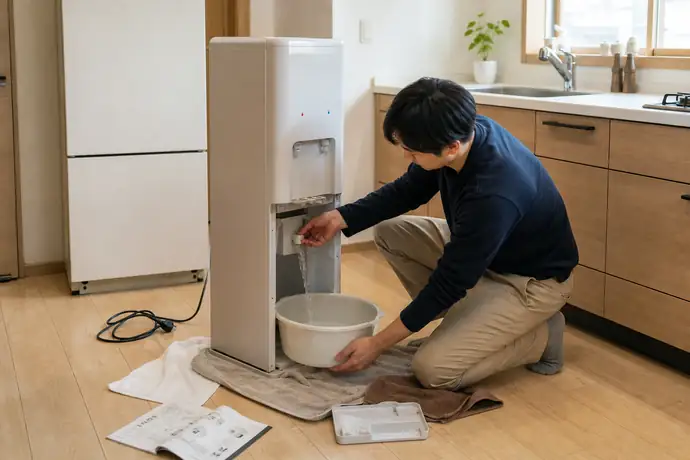 引っ越し時の「サーバー返却」で失敗しないための注意点「ウォーターサーバーの水抜きを行う場面」