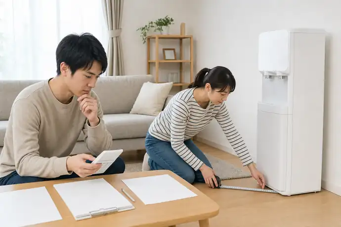 費用・設置スペース・手入れを契約前に確認する2人