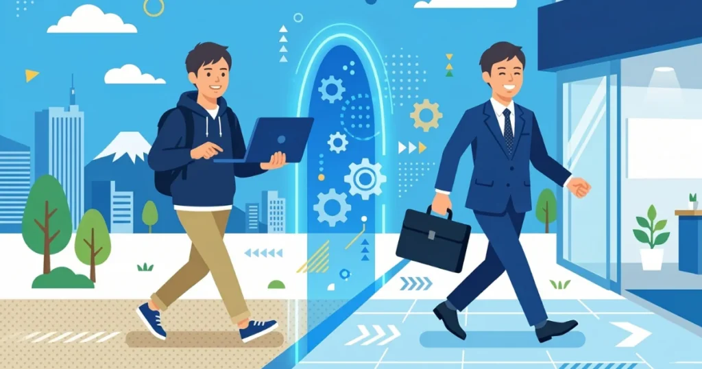 「個人事業主から正社員への転職は不利？「やめとけ」と言われる理由と成功へのロードマップ」を紹介するバナー画像