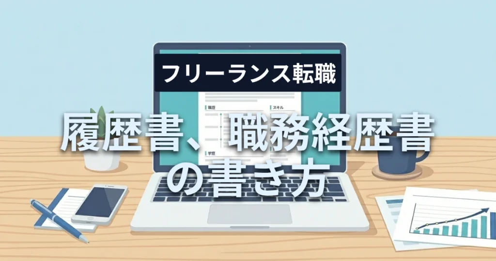 「個人事業主（フリーランス）の履歴書・職務経歴書の書き方！職歴の書き方見本と自己PR例文」を紹介するバナー画像