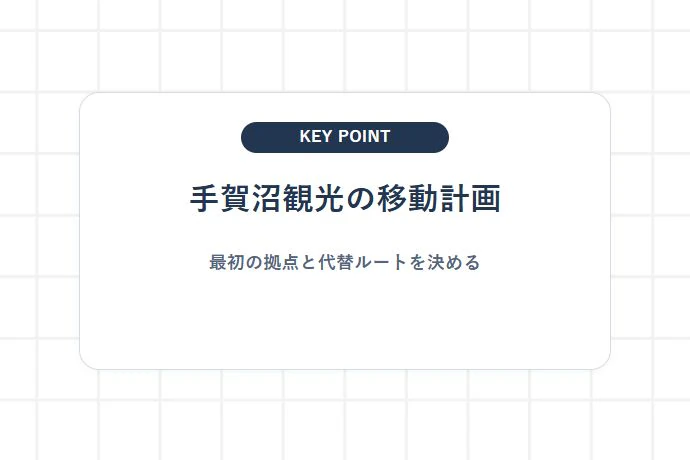 手賀沼観光をスムーズに楽しむためのアクセスと駐車場ガイド「手賀沼観光の移動計画、最初の拠点と代替ルートを決める」を解説した図解