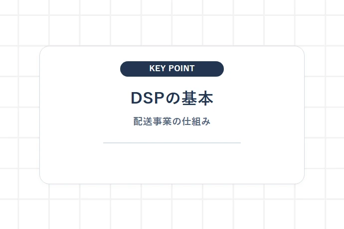 Amazon DSP(デリバリーサービスパートナー)プログラムの基本概要「DSPの基本、配送事業の仕組み」を解説した図解