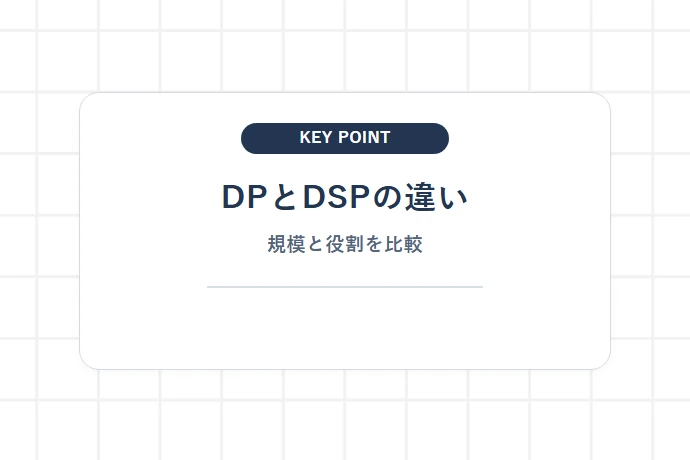 デリバリープロバイダ(DP)とDSPの違い|契約規模と運営モデル「DPとDSPの違い、規模と役割を比較」を解説した図解