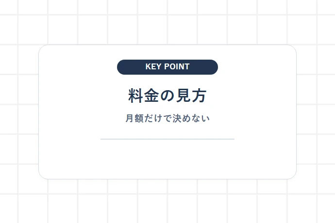 無料アプリと有料アプリの料金・機能差「料金の見方、月額だけで決めない」を解説した図解