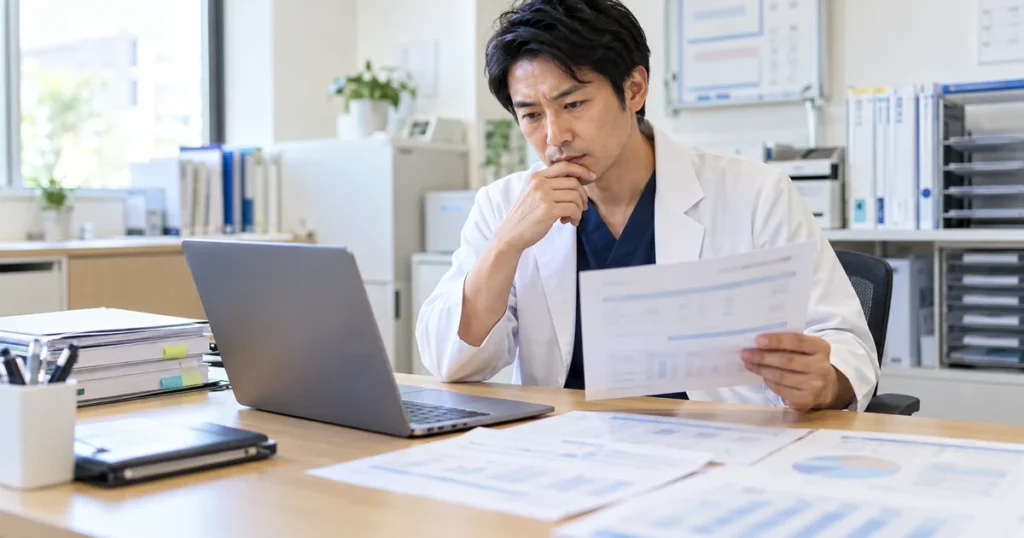 診療報酬債権のファクタリング｜レセプト請求・返戻・査定の確認事項をイメージしたアイキャッチ