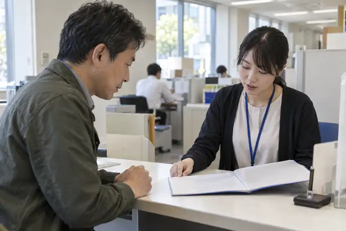 自治体の担当部署へ納入契約の支払条件を相談する事業者