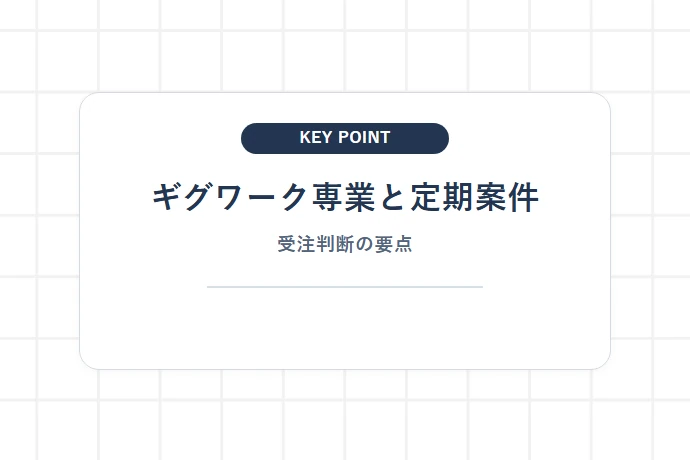 ギグワーク専業と定期案件の違い「ギグワーク専業と定期案件、受注判断の要点」を解説した図解
