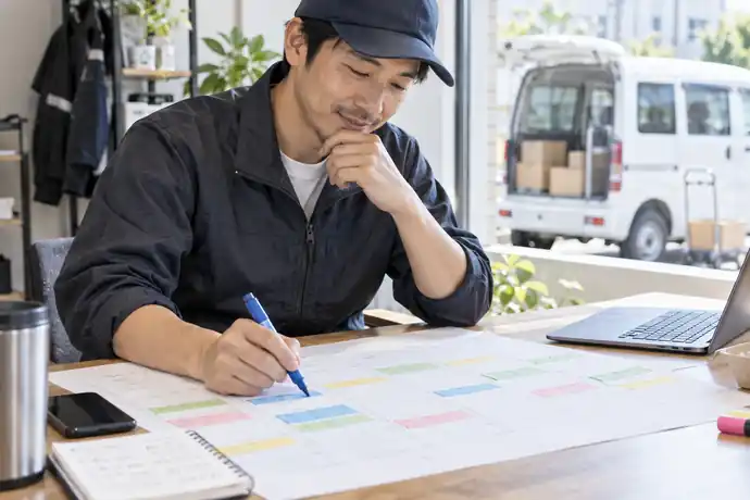 ギグワークと定期案件の受注ポートフォリオの受注条件を確認している場面