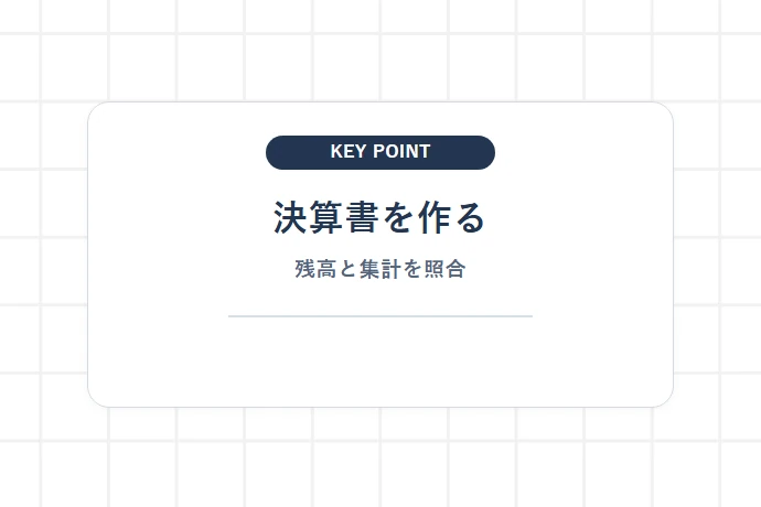 ステップ3:決算書(青色申告決算書/収支内訳書)を作成する「決算書を作る、残高と集計を照合」を解説した図解