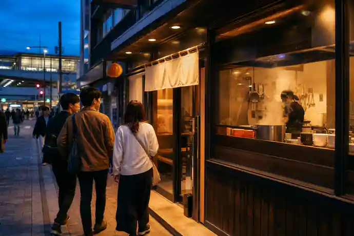 ロードサイド＆深夜営業｜車や仕事帰りに立ち寄りやすい店舗の内容を確認する場面を伝えるイメージ画像