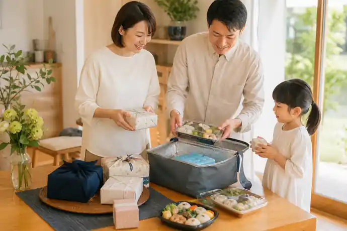 保冷対策と持ち運び時間｜テイクアウト・手土産購入時の注意点の内容を確認する場面を伝えるイメージ画像