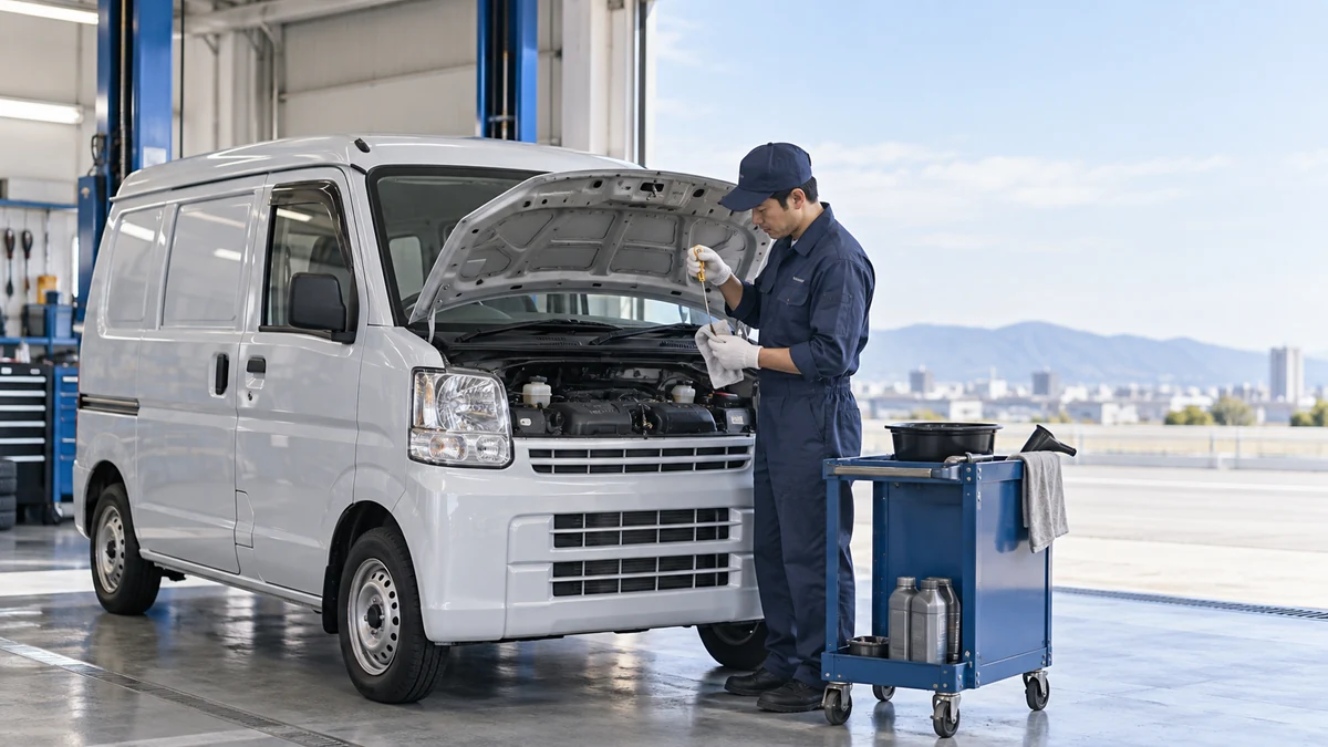 軽貨物のオイル交換頻度は3,000kmが鉄則?シビアコンディションの基準と費用節約術をイメージしたアイキャッチ