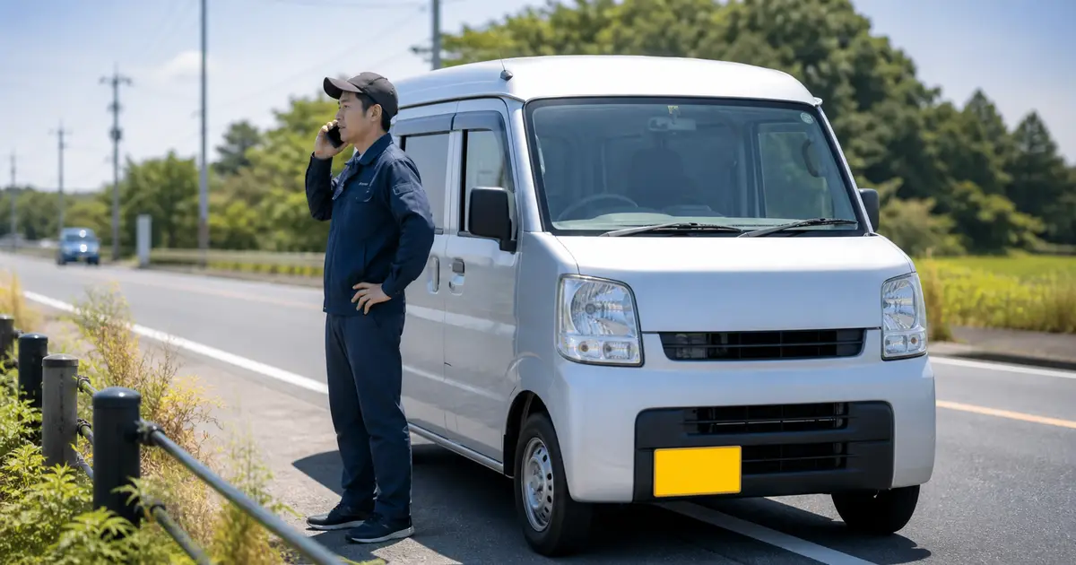 配達中に交通事故を起こしたら?軽貨物ドライバーの事故初動マニュアルと過失割合・示談の注意点をイメージしたアイキャッチ