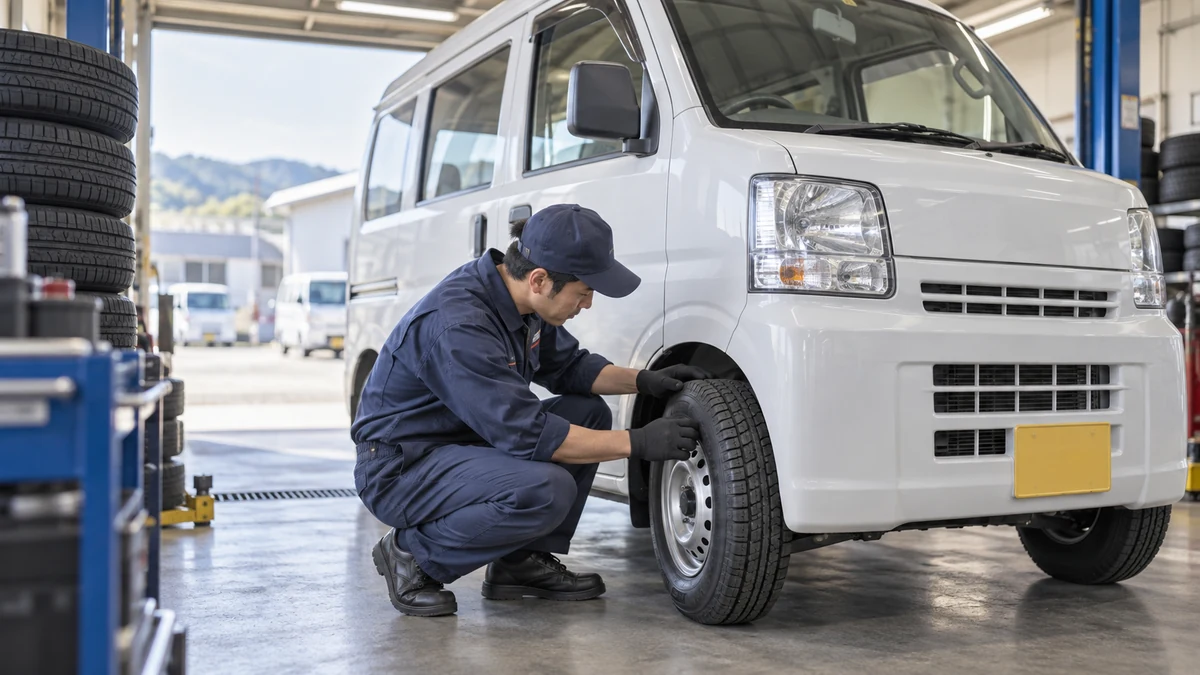 軽貨物用タイヤの選び方と交換時期!商用バン専用(6PR/8PR)規格と耐摩耗タイヤ比較をイメージしたアイキャッチ
