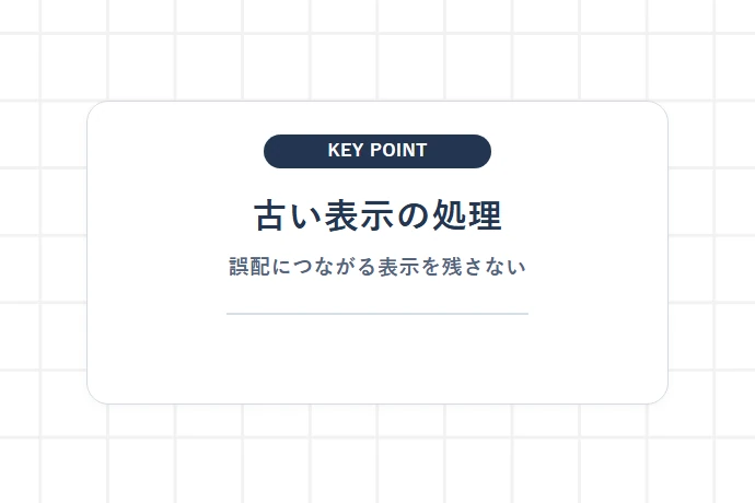 旧ラベル・再貼付の扱い「古い表示の処理、誤配につながる表示を残さない」を解説した図解