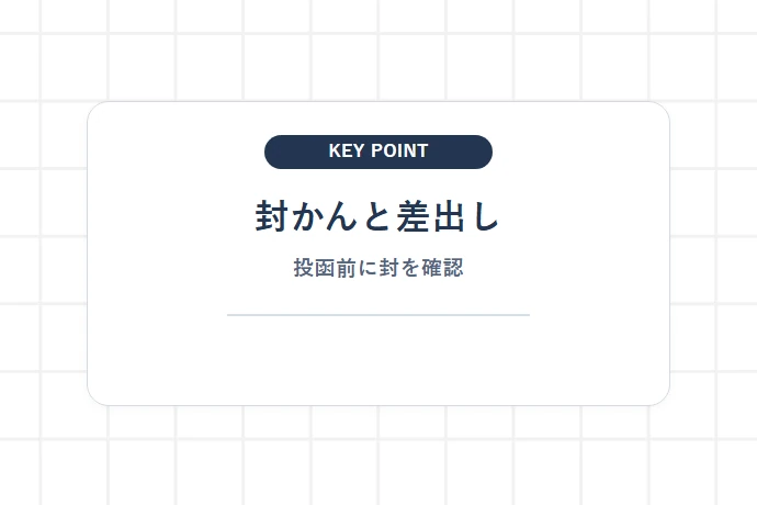 封かんと差出し方法「封かんと差出し、投函前に封を確認」を解説した図解