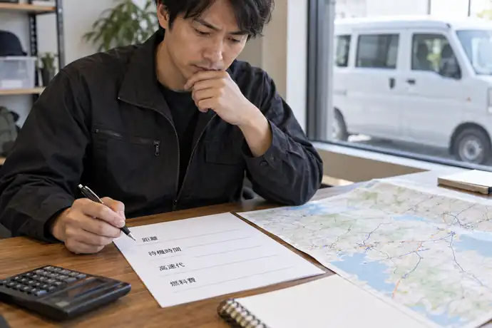 軽貨物スポット・緊急チャーター案件の受注戦略の受注条件を確認している場面