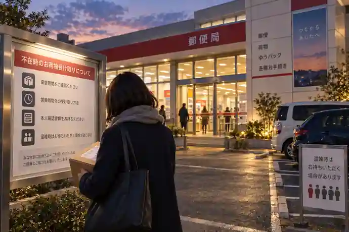 駐車場・混雑・本人確認の注意点を確認する場面のイメージ画像