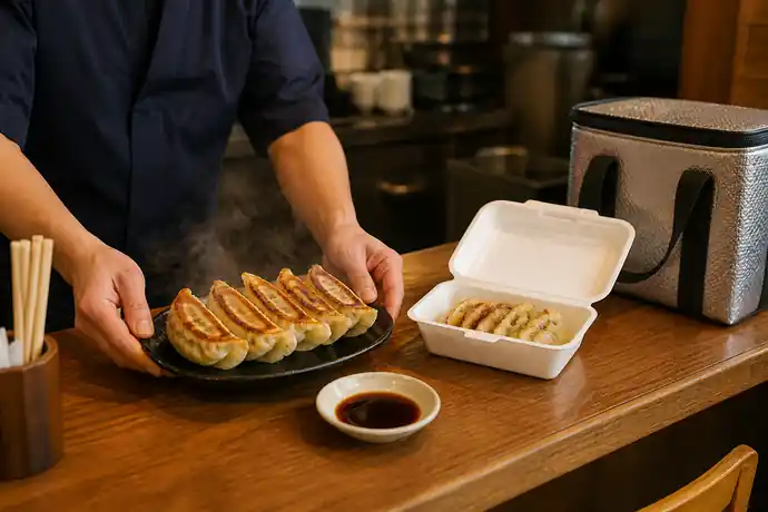 目的別のおすすめ店舗選び(店内飲食・持ち帰り・ドライブ利用)の内容を確認する場面を伝えるイメージ画像
