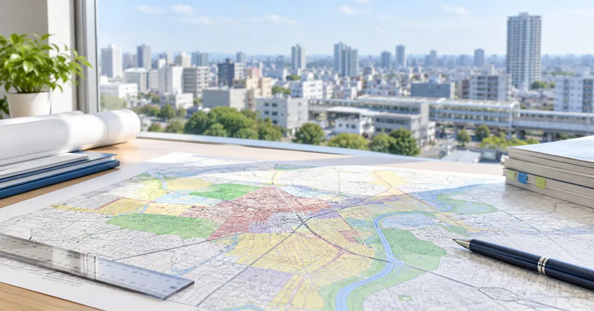 柏市の用途地域を調べる方法｜かしわインフォマップ（GIS）・PDF閲覧・都市計画証明書の申請手順をイメージしたアイキャッチ