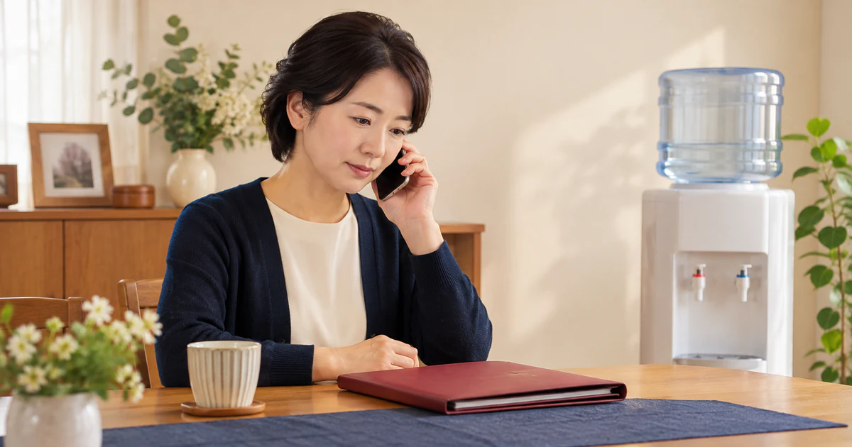契約者が亡くなったときのウォーターサーバー手続き！承継・解約の相談先をイメージしたアイキャッチ画像