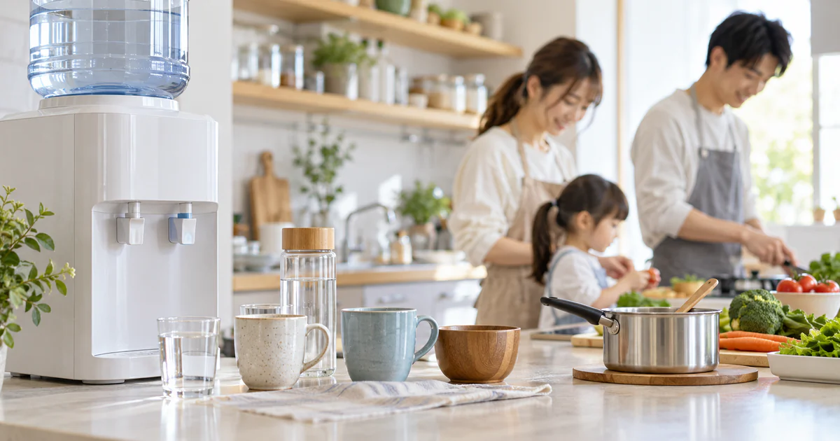 3〜4人家族のウォーターサーバー使用量!飲用・炊事の計算方法の内容を伝えるアイキャッチ画像