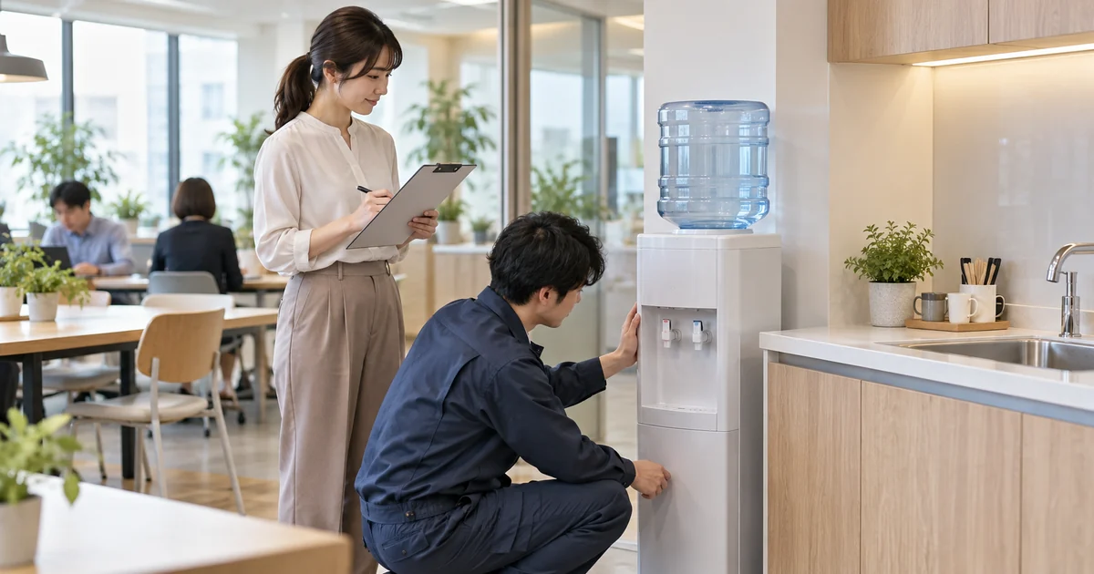 オフィスのウォーターサーバー導入手順書｜稟議起案から設置受領・運用開始までの総務実務をイメージしたアイキャッチ